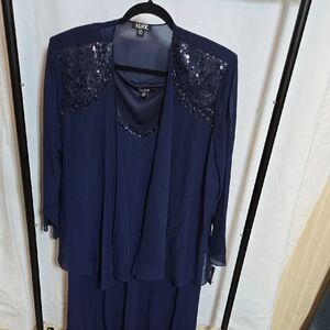 SLNY Midnight Blue Sequin Ensemble Formal Dress